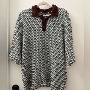 Zara Textured Brown and White Knit Shirt